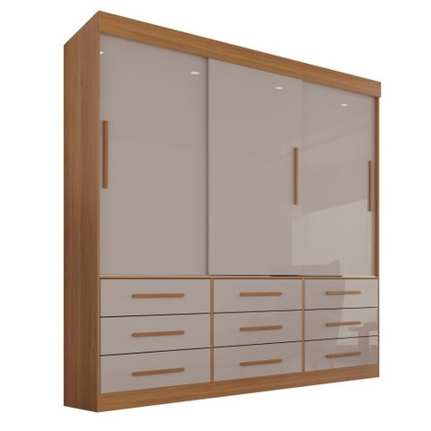 Guarda Roupa Casal 3 Portas 9 Gavetas Luana 