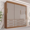 Ver imagem 1 de Guarda-Roupa Casal 3 Portas 9 Gavetas Luana Cinamomo/Off-White