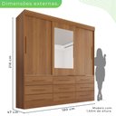 Ver imagem 5 de Guarda Roupa Casal 3 Portas 9 Gavetas com Espelho Luana