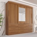 Ver imagem 2 de Guarda Roupa Casal 3 Portas 9 Gavetas com Espelho Luana
