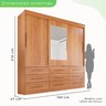 Guarda Roupa Casal 3 Portas 9 Gavetas com Espelho Luana  - 5