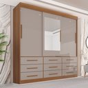 Ver imagem 1 de Guarda Roupa Casal 3 Portas 9 Gavetas com Espelho Luana Off White/Cinamomo/Off-White
