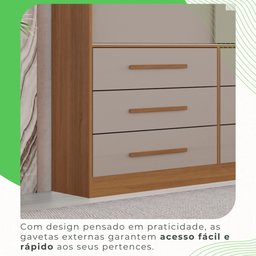 Guarda Roupa Casal 3 Portas 9 Gavetas com Espelho Luana  - 7