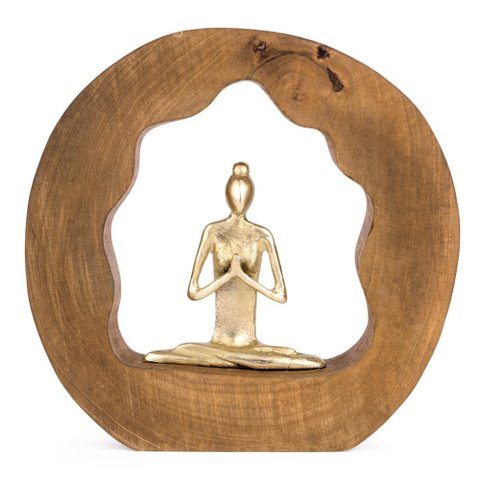 Escultura Decorativa Yoga em Madeira 26,5cm 21893 Mart