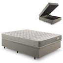 Ver imagem 1 de Base Box Baú Casal 138x188 Linho Bege com Colchão Ecoline D40 Espuma