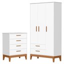 Ver imagem 1 de Jogo de Quarto Infantil Flip Guarda Roupa 3 Portas e Cômoda 4 Gavetas Branco Fosco - Reller Móveis