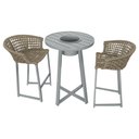 Ver imagem 1 de Conjunto Bistrô Champanheira Cinza Tampo Ripado e 2 Banquetas Reis Corda Náutica Rami