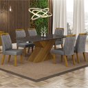 Ver imagem 1 de Conjunto Sala de Jantar Mesa 160x80cm Tampo MDF com 6 Cadeiras Ilheus Leifer