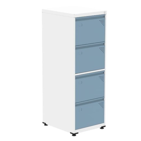 Armário de Arquivo Oficio 4 Gavetas Pandin 47cm Largura Aço Branco com Frente Gaveta Azul Dali com