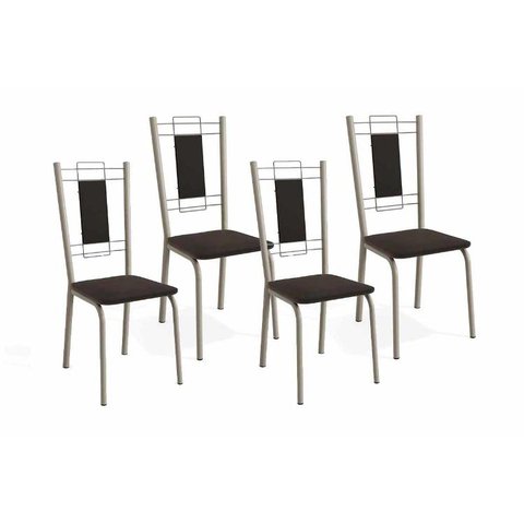 Kit 4 Cadeiras Sala Jantar Florença 4C005 4 Un Níquel/Courano Preto - Kappesberg