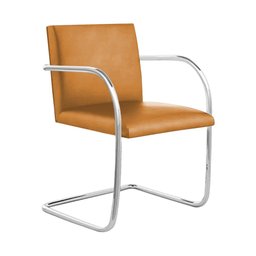 Cadeira Brno para Escritório Couro Sintético Caramelo Tubular Cromada - 1