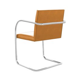 Cadeira Brno para Escritório Couro Sintético Caramelo Tubular Cromada - 2