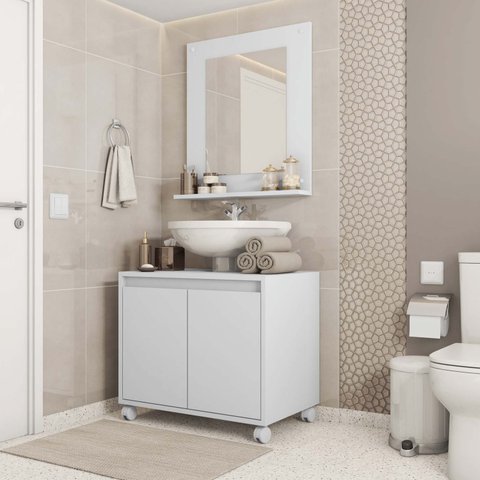 Conjunto Gabinete Banheiro Armário Belo 