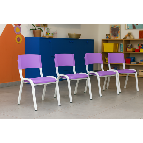 Kit 4 Cadeiras Infantil Iso Roxo Brinquedoteca Escolas Ecomhome