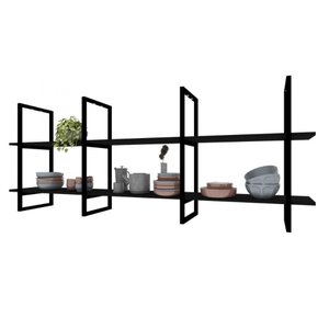 Prateleira Suspensa Teto Cozinha prateleira preta nicho industrial nichos para cozinha suporte