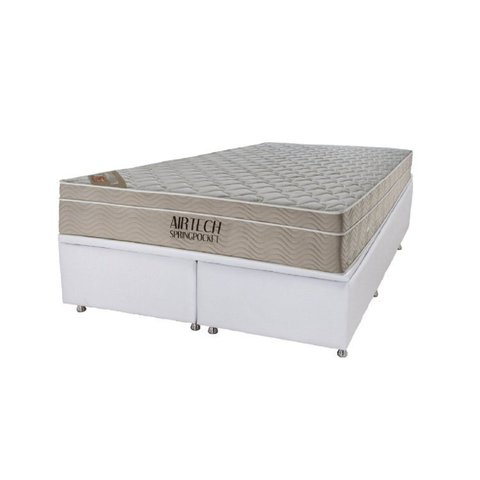 Cama Box Baú Queen Airtech Spring Pocket Ortobom 25x158x198cm Ortobom Bege