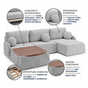 Ver imagem 4 de Sofá Modular 380cm 4 Lugares e Puff Couro Luna