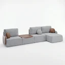Ver imagem 2 de Sofá Modular 380cm 4 Lugares e Puff Couro Luna