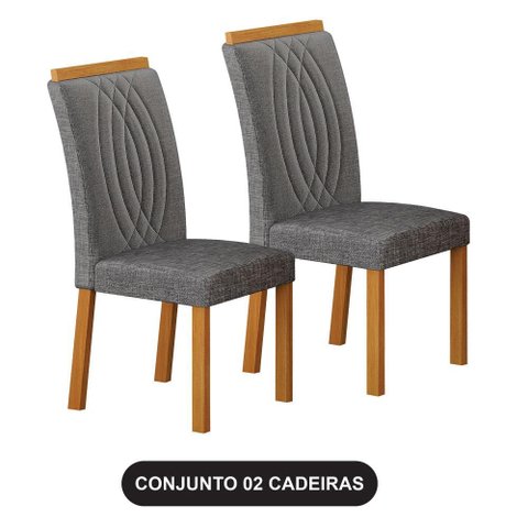 Cadeira para Mesa de Jantar Doha Kit 2 Peças Cinamomo Linho Chumbo - Leifer