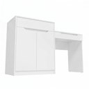 Ver imagem 3 de Penteadeira Escrivaninha com Espelho 2 Portas 1 Gaveta Treviso A04 Branco - Lyam Decor