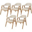 Ver imagem 1 de Kit 5 Cadeiras de Jantar e Estar Living Estofada Nadja L02 Linho Palha - Lyam Decor