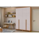 Ver imagem 1 de Guarda Roupa Casal 4 Portas e 2 Gavetas C- Pés Alonzo Amendoa-off White - Lopas