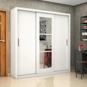 Ver imagem 1 de Guarda-Roupa Casal com Espelhos 3 Portas de Correr e 4 Gavetas 186cm Multimóveis CR35572 Branco