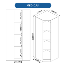 Guarda Roupa Casal Modulado Ponte 3 Peças 8 Portas 3 Gavetas Wood  - 8