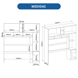 Guarda Roupa Casal Modulado Ponte 3 Peças 8 Portas 3 Gavetas Wood  - 7