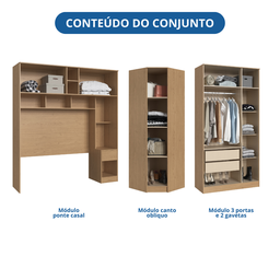 Guarda Roupa Casal Modulado Ponte 3 Peças 8 Portas 3 Gavetas Wood  - 10