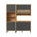 Ver imagem 2 de Cozinha Compacta Modulada em MDF 3 Peças 6 Portas Vicenza Espresso Móveis Cinza/Amêndoa/Chumbo