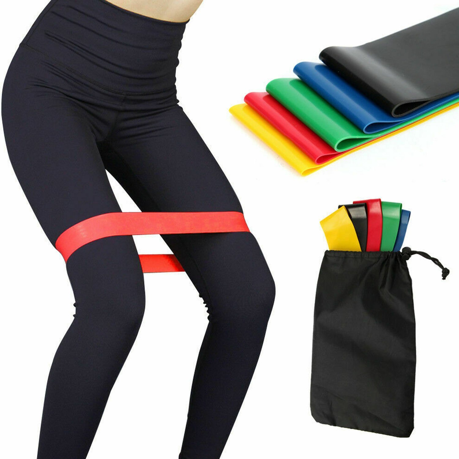 Kit Mini Band 5 Faixas Elásticas Exercício Funcional Pilates Ginástica