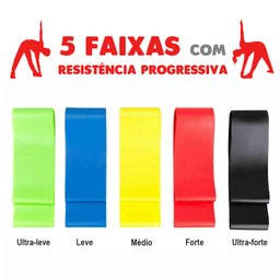 Kit Mini Band 5 Faixas Elásticas Exercício Funcional Pilates Ginástica - 2