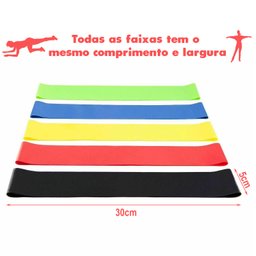 Kit Mini Band 5 Faixas Elásticas Exercício Funcional Pilates Ginástica - 5