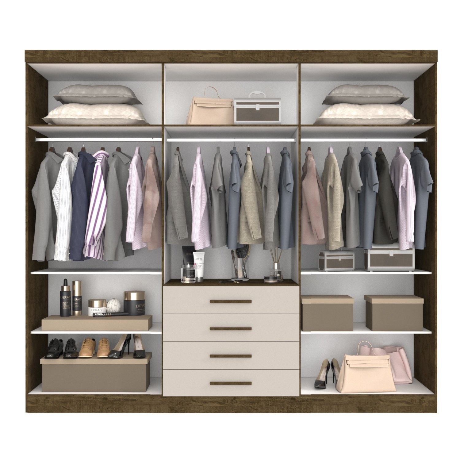 Guarda Roupa Casal com Espelho 6 Portas 4 Gavetas Braga Sallêto Móveis - 2