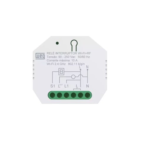 Rele Interruptor 1 Canal Bivolt Wi-fi + Rf Smart Weg Home