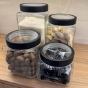 Ver imagem 3 de Kit 2 Potes de Vidro 1,7l Gastro Lyor Tampa Metal Preta Porta Mantimentos Alimentos Retangular