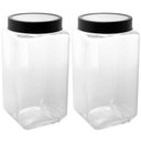 Ver imagem 1 de Kit 2 Potes de Vidro 1,7l Gastro Lyor Tampa Metal Preta Porta Mantimentos Alimentos Retangular