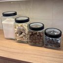 Ver imagem 2 de Kit 2 Potes de Vidro 1,7l Gastro Lyor Tampa Metal Preta Porta Mantimentos Alimentos Retangular