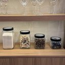 Ver imagem 4 de Kit 2 Potes de Vidro 1,7l Gastro Lyor Tampa Metal Preta Porta Mantimentos Alimentos Retangular