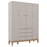 Quarto de Bebê Unique 4 Portas com Cômoda Sapateira e Painel Ripado Cinza Eco Wood - Matic - 6