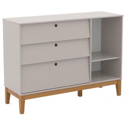 Quarto de Bebê Unique 4 Portas com Cômoda Sapateira e Painel Ripado Cinza Eco Wood - Matic - 5