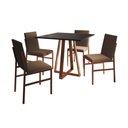 Ver imagem 2 de Conjunto de Jantar Mesa Mônaco 90cm Tampo Preto com 4 Cadeiras Marrom Base Cobre