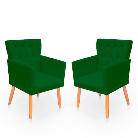 Kit Poltrona Capitonê Clássica Confortável para Sala e Quarto Ana Suede