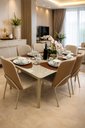 Ver imagem 2 de Kit 2 Cadeiras de Jantar Dubai Linho Areia Pés Champagne