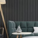 Ver imagem 3 de Papel De Parede Ripado De Madeira Preto Lavável Quarto Sala 3m