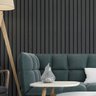 Papel De Parede Ripado De Madeira Preto Lavável Quarto Sala 3m - 3