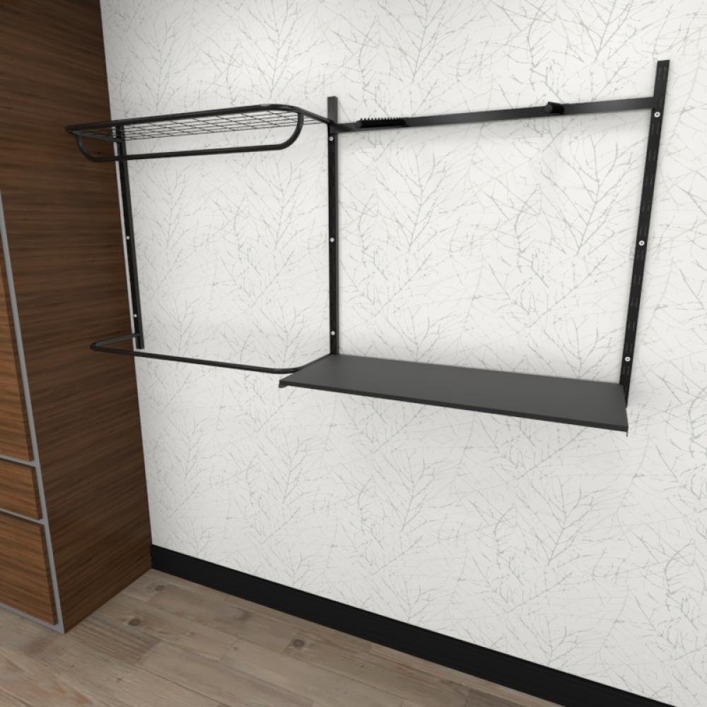 Kit Cremalheiras e Araras para Loja com 8 Peças Regulável 200x100cm Cor Preto Modelo Clst1Ljp194 - 1