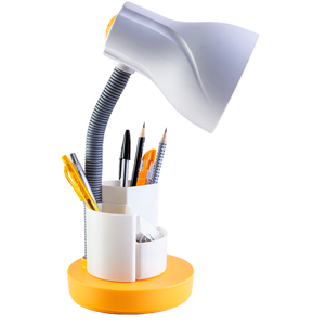 Luminária de Mesa Direcionável Escritório Home Office Estudo Porta Lápis Caneta Bivolt E27:Amarela