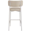 Ver imagem 7 de Kit 02 Banquetas Alta Bar Cozinha Sala de Jantar Aço Branco Kaira C01 Linho Areia Courino Preto - Ly
